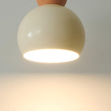 Modern Minimalist Metal Beige Dome Bedroom Pendant Light Image - 12