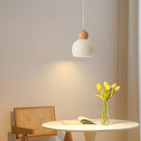 Modern Minimalist Metal Beige Dome Bedroom Pendant Light Image - 4