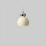 Modern Minimalist Metal Beige Dome Bedroom Pendant Light Image - 5