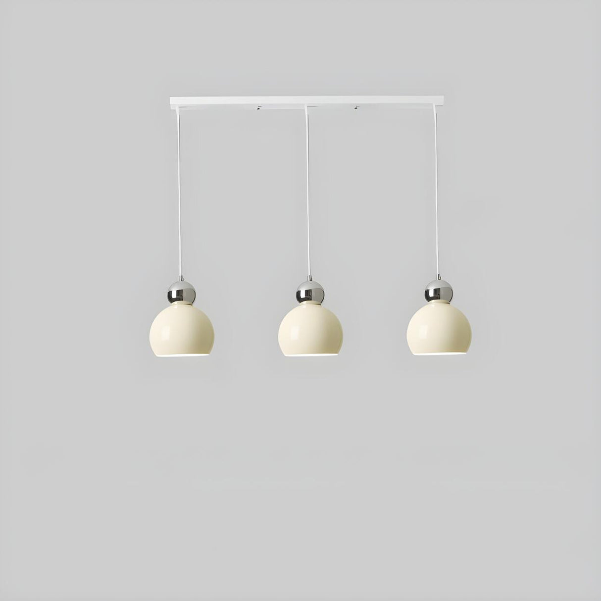 Modern Minimalist Metal Beige Dome Bedroom Pendant Light Image - 7