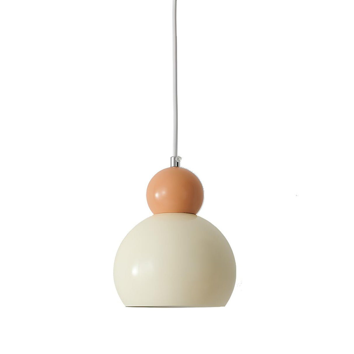 Modern Minimalist Metal Beige Dome Bedroom Pendant Light Image - 9