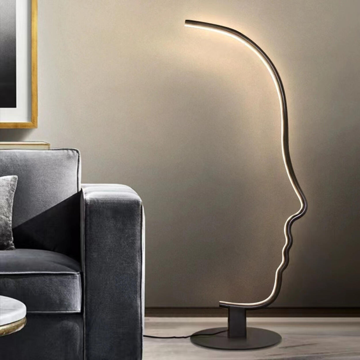 Modern Minimalist Metal Black Arc LED Floor Lamp Image - 12