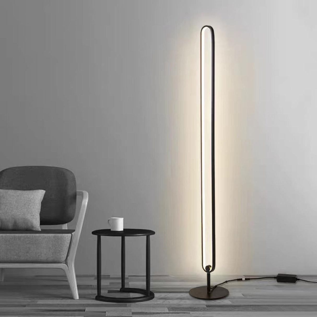 Modern Minimalist Metal Black Arc LED Floor Lamp Image - 7