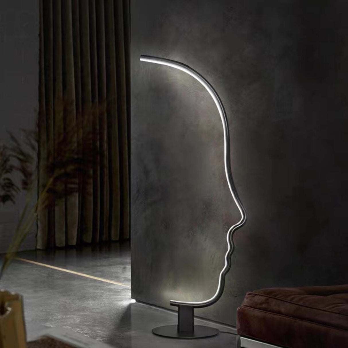 Modern Minimalist Metal Black Arc LED Floor Lamp Image - 8