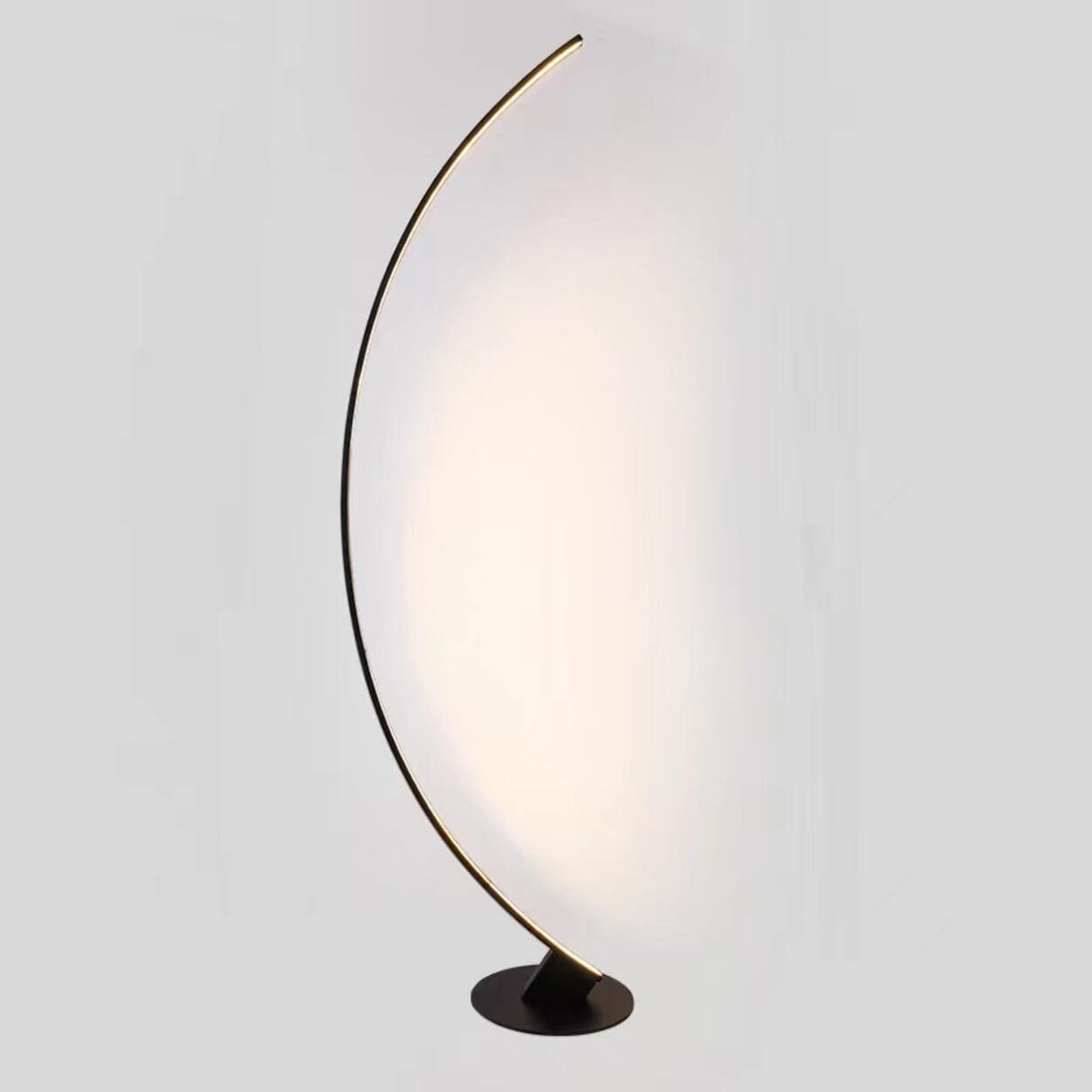 Modern Minimalist Metal Black Arc LED Floor Lamp Image - 9