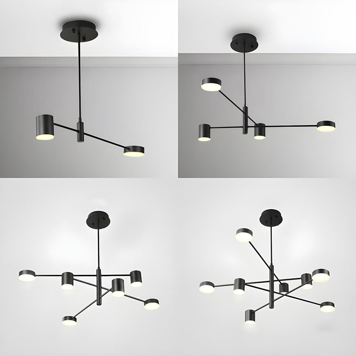 Modern Minimalist Mult Tiers LED Sputnik Black Chandelier Image - 1