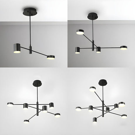 Modern Minimalist Mult Tiers LED Sputnik Black Chandelier Image - 1