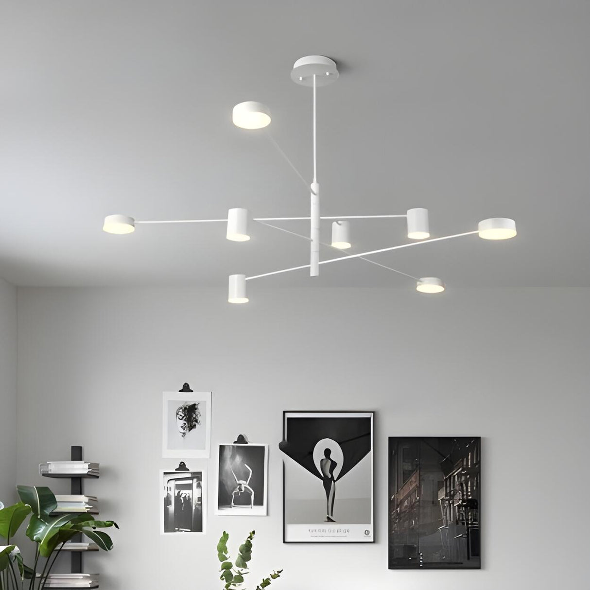 Modern Minimalist Mult Tiers LED Sputnik Black Chandelier Image - 15