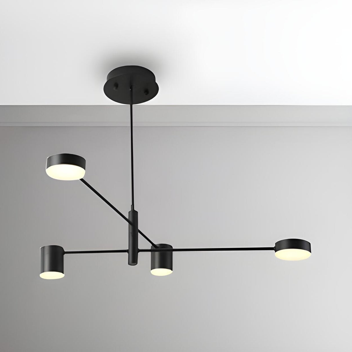 Modern Minimalist Mult Tiers LED Sputnik Black Chandelier Image - 3