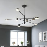 Modern Minimalist Mult Tiers LED Sputnik Black Chandelier Image - 6