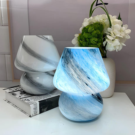 Modern Minimalist Mushroom Glass Bedside Table Lamp Image - 1