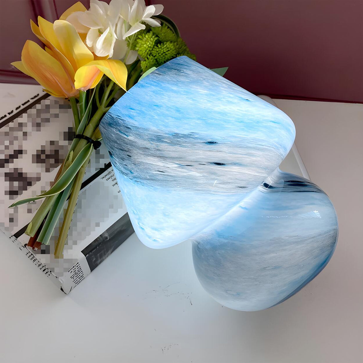 Modern Minimalist Mushroom Glass Bedside Table Lamp Image - 4