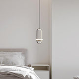 Modern Minimalist Oval LED Bedroom Pendant Light Image - 3