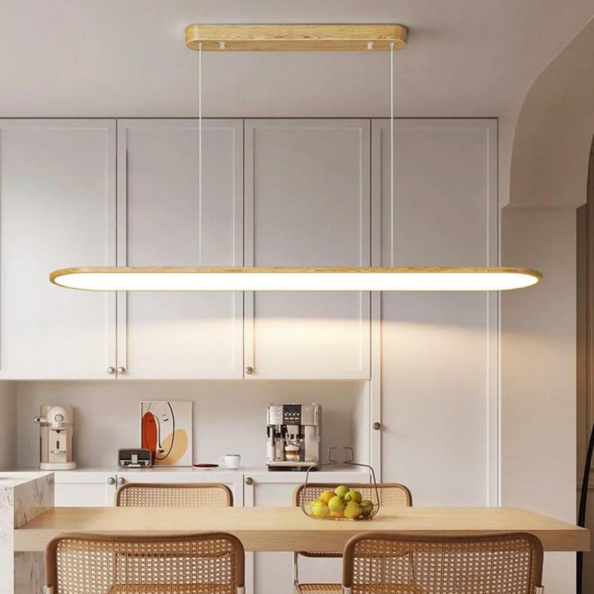 Modern Minimalist Oval Metal Island Pendant Light Image - 1