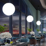 Modern Minimalist Restaurant White Globe Pendant Light Image - 1