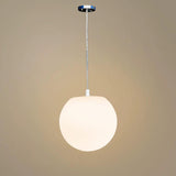 Modern Minimalist Restaurant White Globe Pendant Light Image - 2