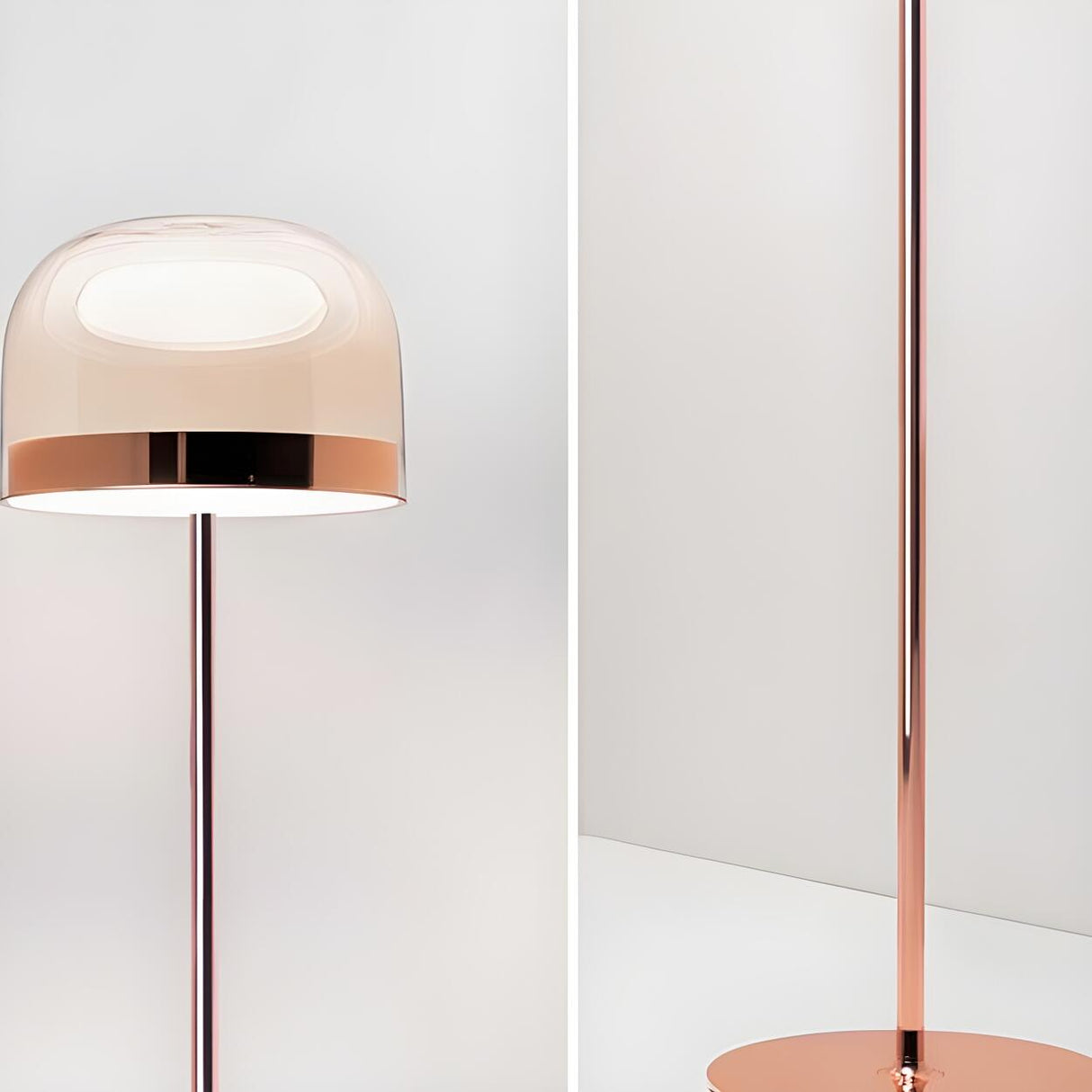 Modern Minimalist Rose Gold Dome Metal Floor Lamp Image - 13