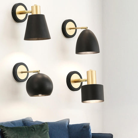 Modern Minimalist Rotatable Black Wall Sconce Set Image - 1