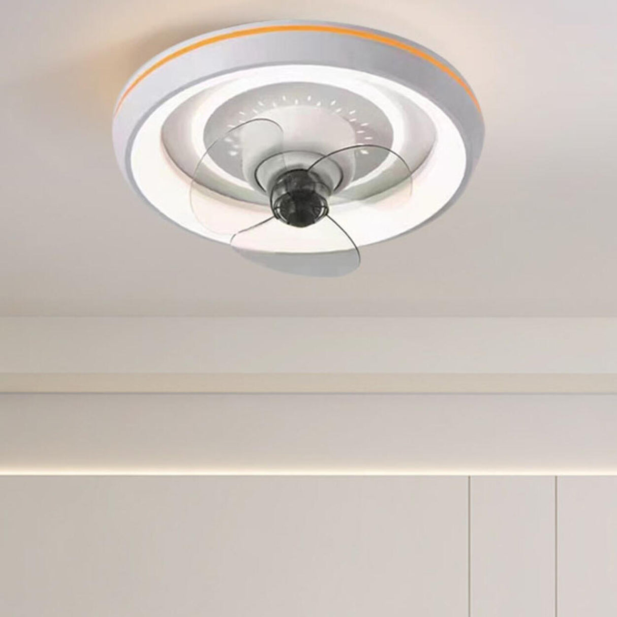 Modern Minimalist Round 3 Blade Ceiling Fan with Light Image - 1