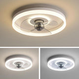 Modern Minimalist Round Ceiling Fan with LED Light Image - 10