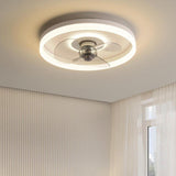 Modern Minimalist Round Ceiling Fan with LED Light Image - 2