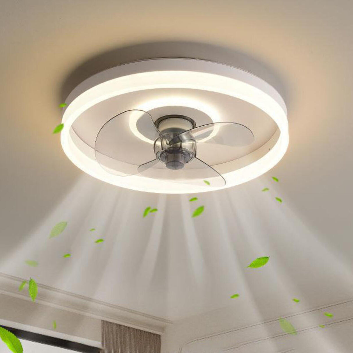 Modern Minimalist Round Ceiling Fan with LED Light Image - 4