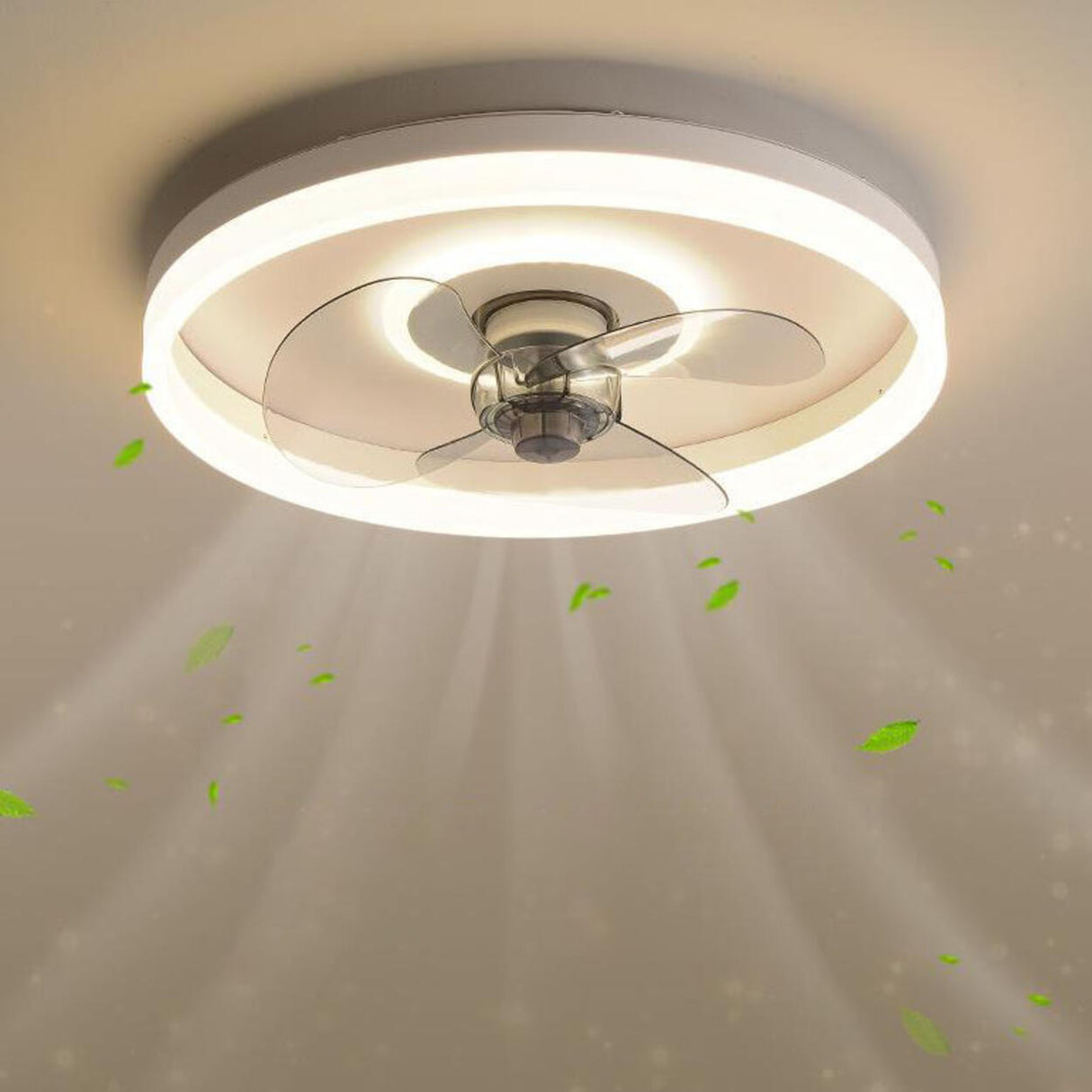 Modern Minimalist Round Ceiling Fan with LED Light Image - 9