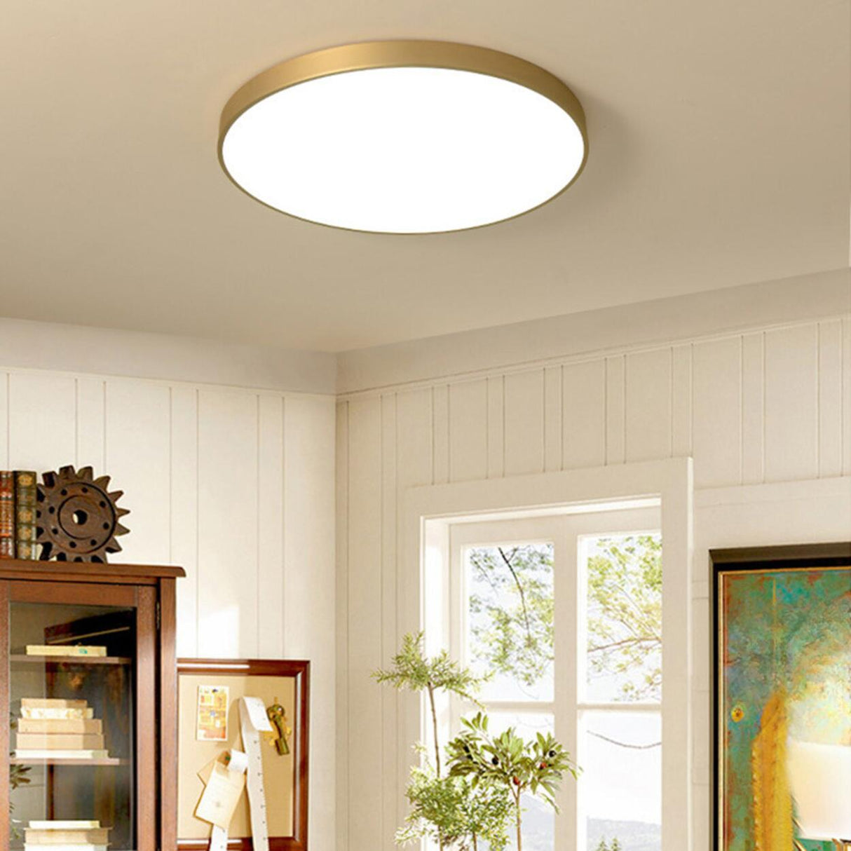 Modern Minimalist Round Gold LED Flush Mount Light Image - 6