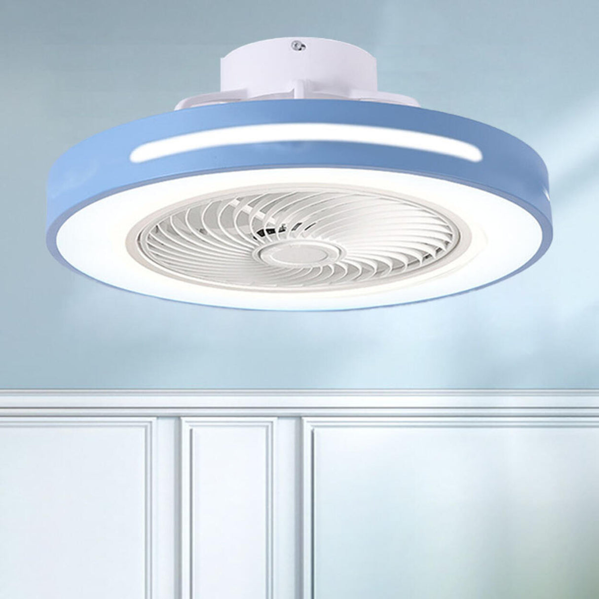 Modern Minimalist Round LED Ceiling Fan with Light Image - 10