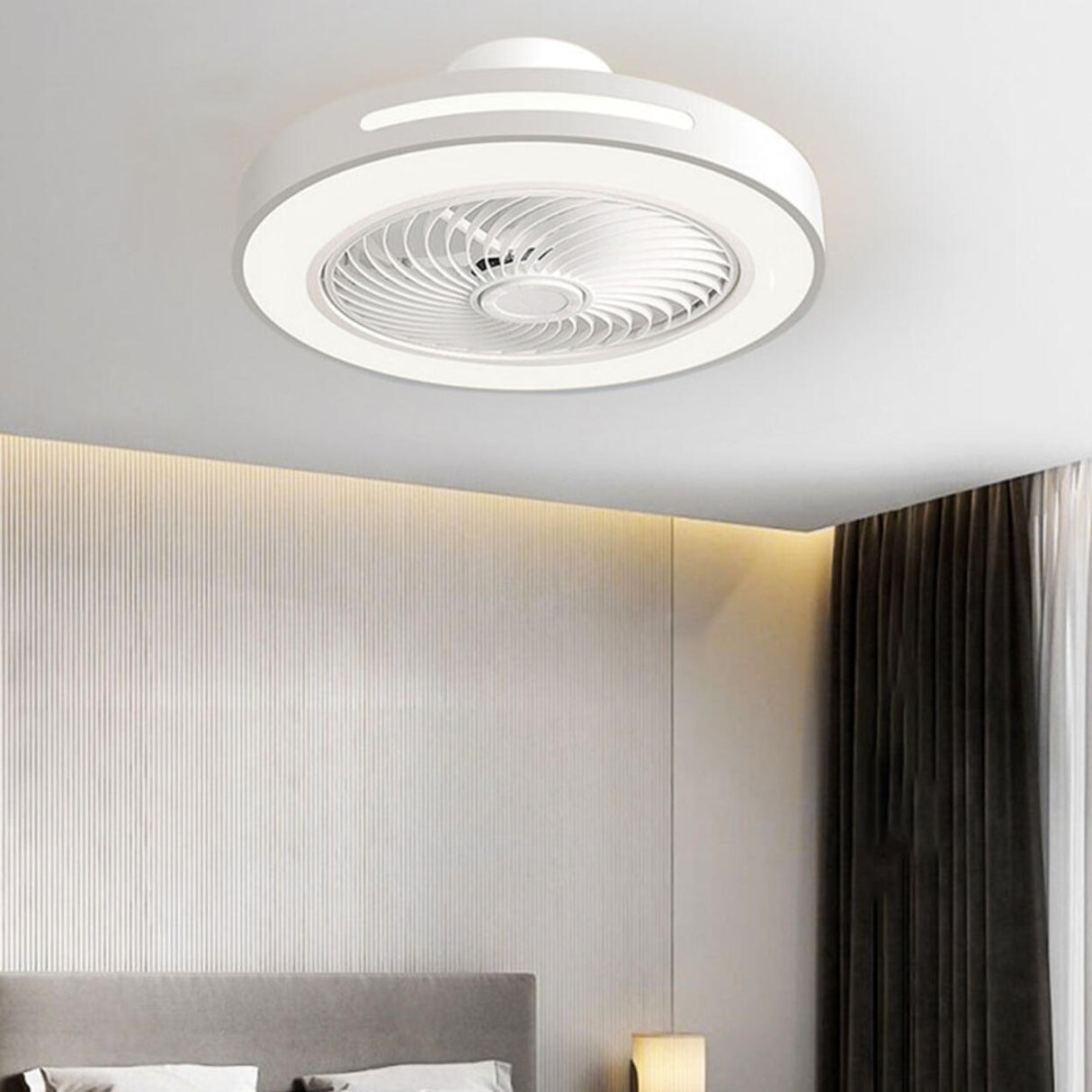 Modern Minimalist Round LED Ceiling Fan with Light Image - 4