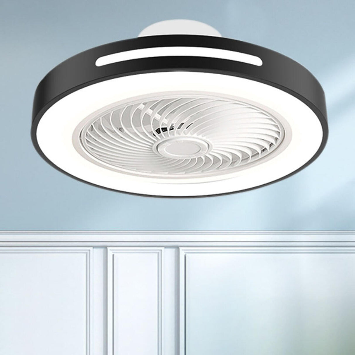 Modern Minimalist Round LED Ceiling Fan with Light Image - 6