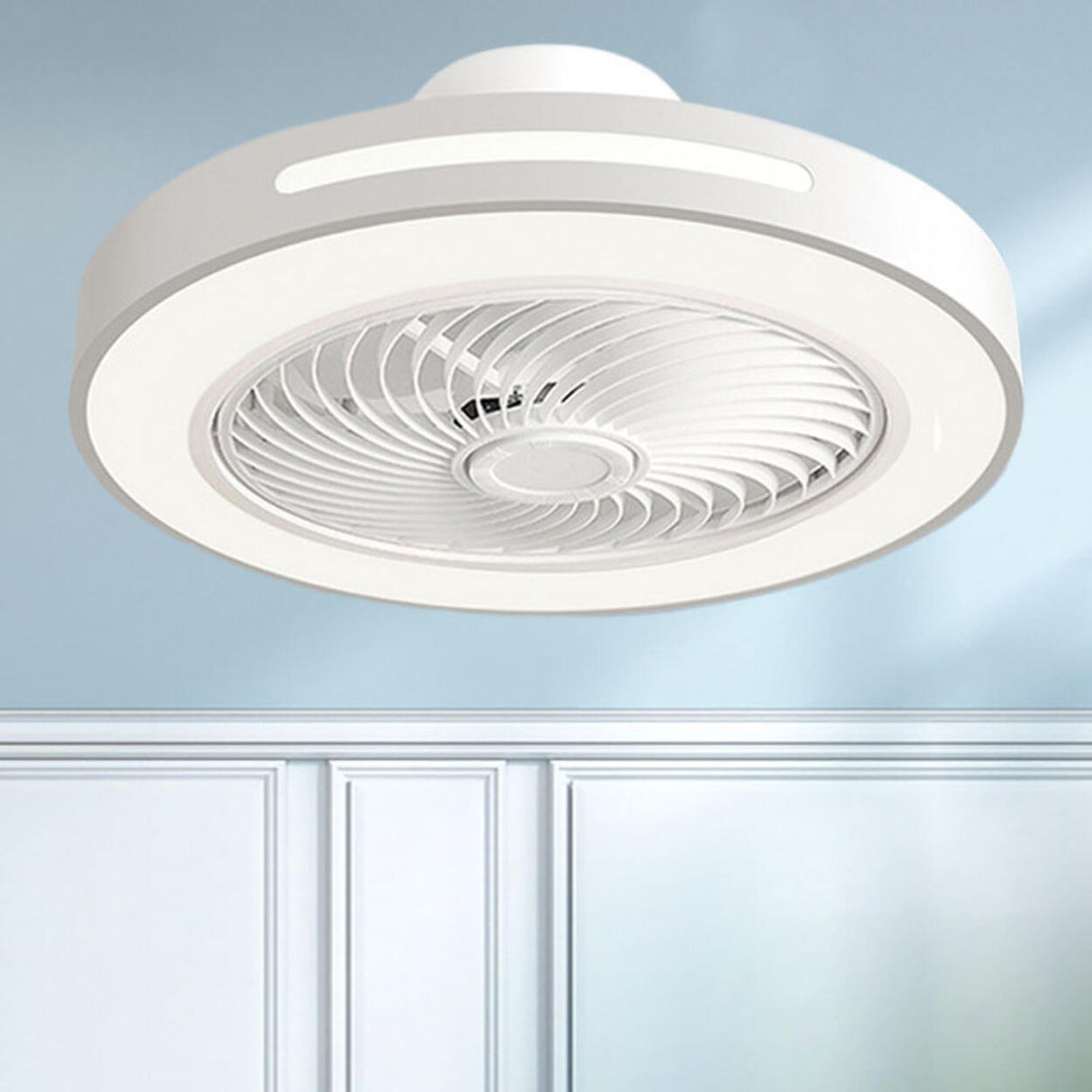 Modern Minimalist Round LED Ceiling Fan with Light Image - 8