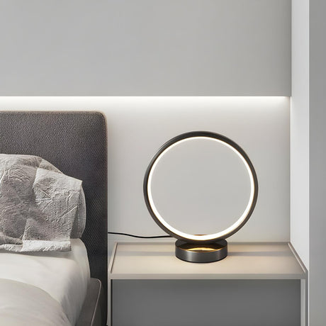 Modern Minimalist Round LED Ring Bedside Table Lamp Image - 1