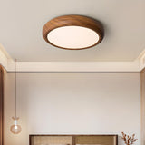 Modern Minimalist Round Wood LED Flush Mount Light Image - 4