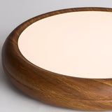 Modern Minimalist Round Wood LED Flush Mount Light Image - 8