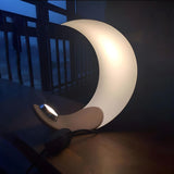 Modern Minimalist Silver Curl Moon Metal Table Lamp Image - 3