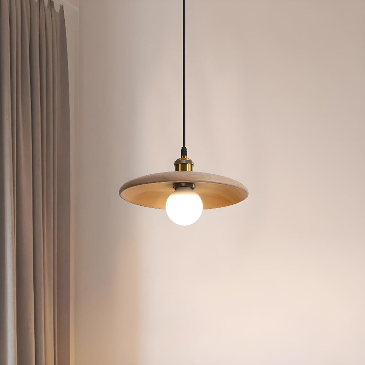 Modern Minimalist Solid Wooden Disc Pendant Lights Image - 1