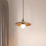 Modern Minimalist Solid Wooden Disc Pendant Lights Image - 1