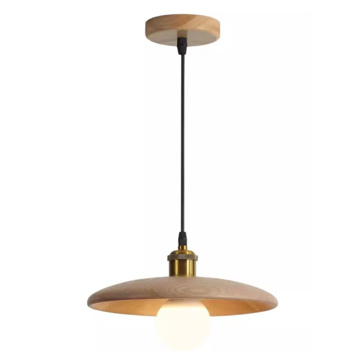 Modern Minimalist Solid Wooden Disc Pendant Lights Image - 10