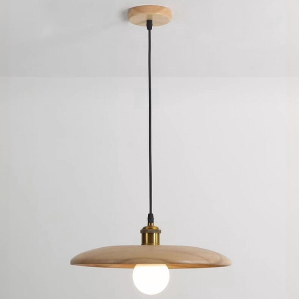 Modern Minimalist Solid Wooden Disc Pendant Lights Image - 11