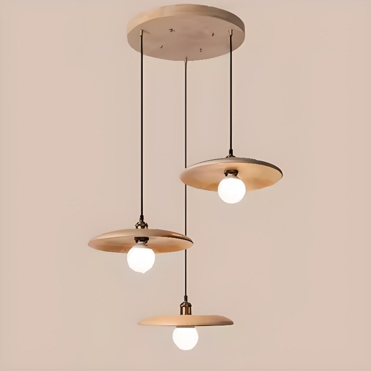 Modern Minimalist Solid Wooden Disc Pendant Lights Image - 15