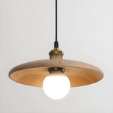 Modern Minimalist Solid Wooden Disc Pendant Lights Image - 17