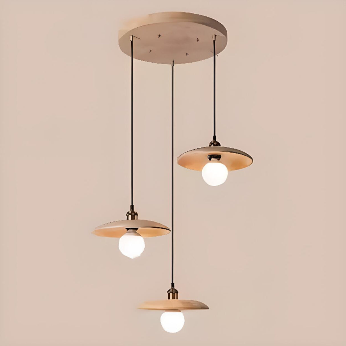 Modern Minimalist Solid Wooden Disc Pendant Lights Image - 18