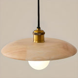 Modern Minimalist Solid Wooden Disc Pendant Lights Image - 20