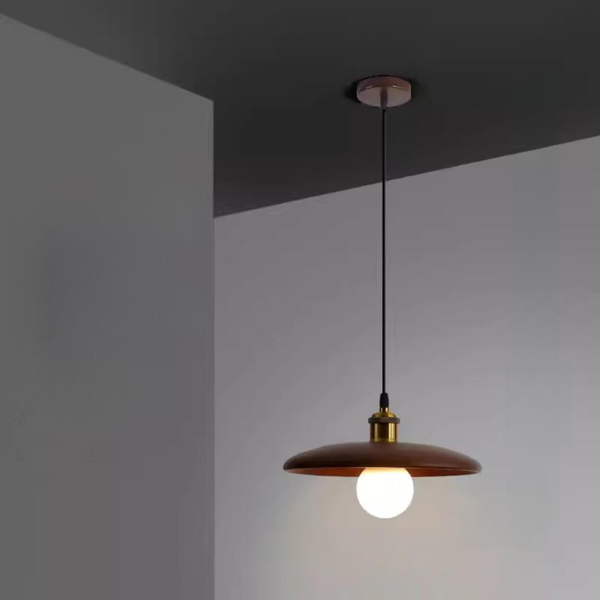 Modern Minimalist Solid Wooden Disc Pendant Lights Image - 9