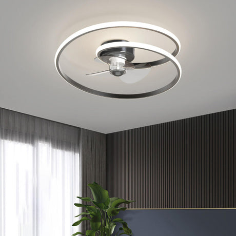 Modern Minimalist Spiral Round Ceiling Fan with Light Image - 2