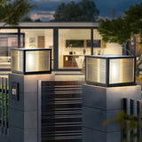 Modern Minimalist Square Glass Outdoor Pillar Lamp Image - 1