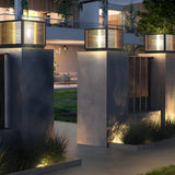 Modern Minimalist Square Glass Outdoor Pillar Lamp Image - 13