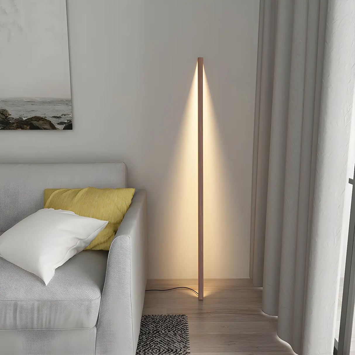 Modern Minimalist Vertical Wood Design Floor Lamp Image - 2