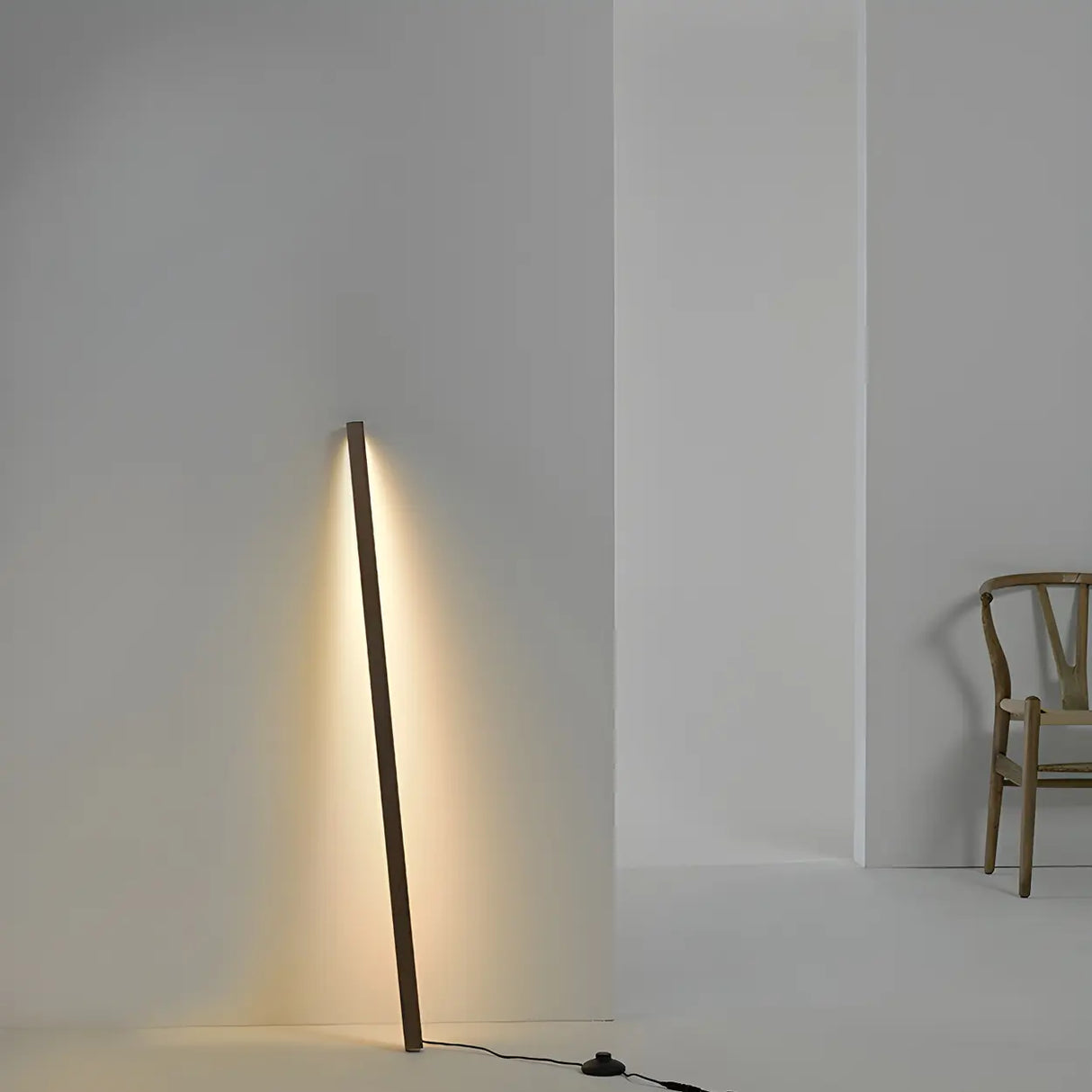 Modern Minimalist Vertical Wood Design Floor Lamp Image - 4